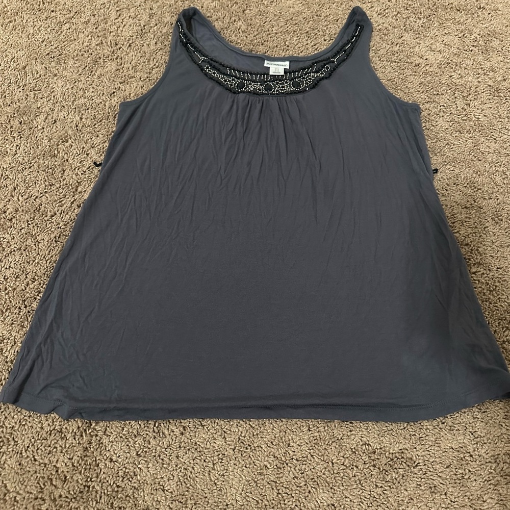 Motherhood Charcoal Tank Top with Beaded Neckline